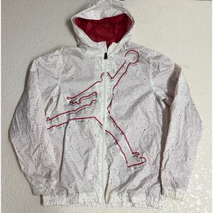 Jordan Youth XL Hooded Windbreaker Jacket White Red
